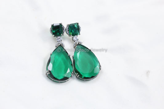 Green Hydro & CZ Earrings