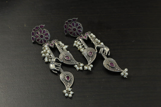 Ruby Silver Look CZ Earrings