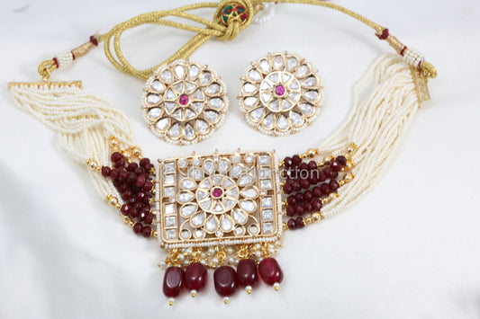 Uncut Kundan Choker Set - Ruby