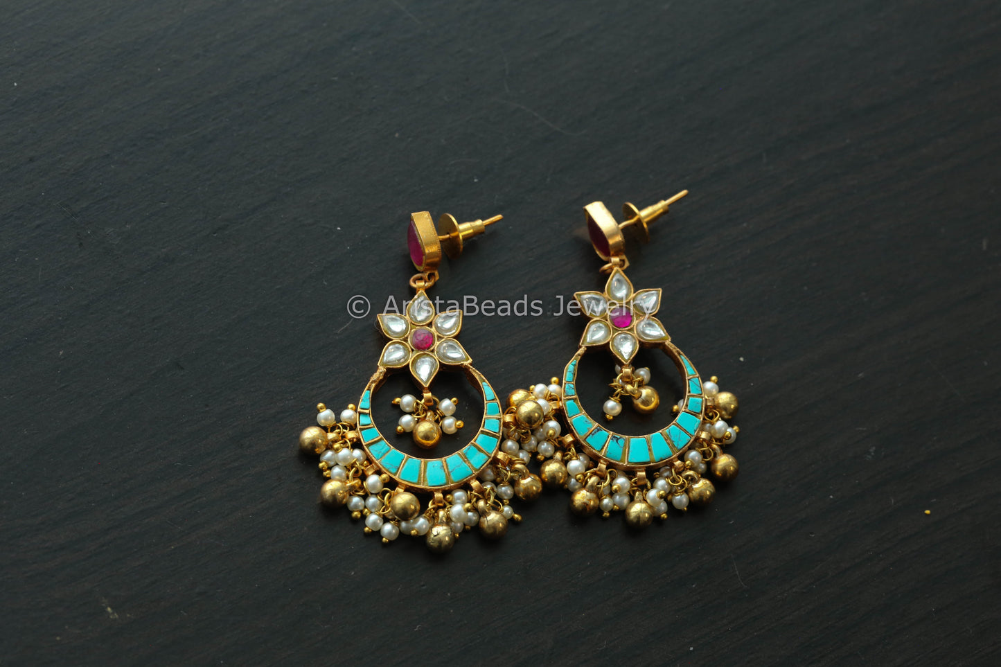Jadau Turquoise Chandbaali