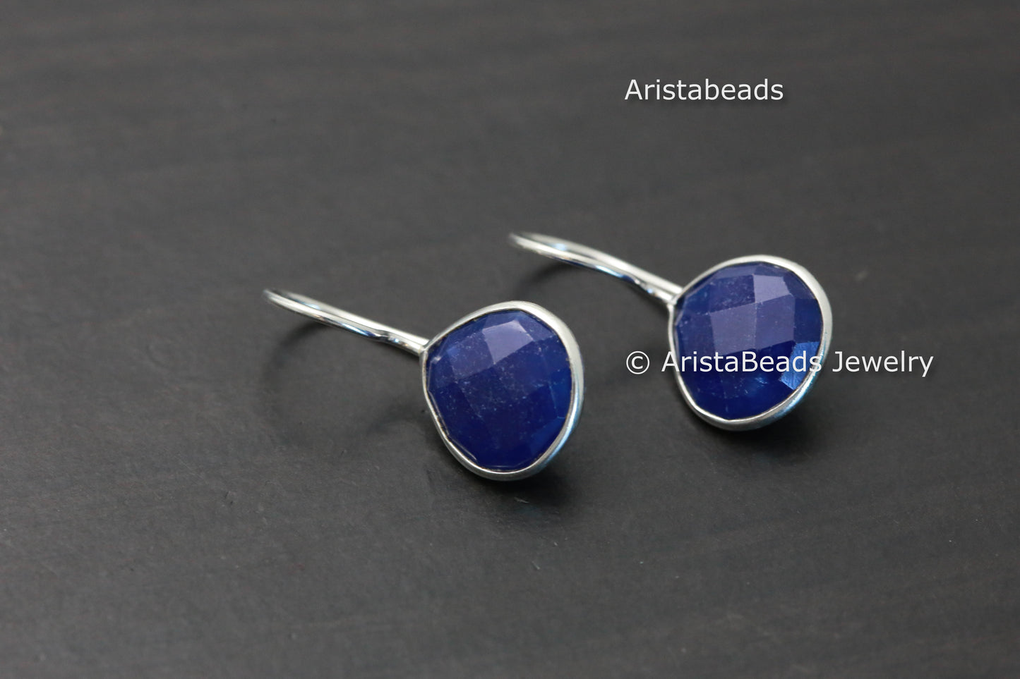 Natural Faceted Lapis Sterling Silver Earrings