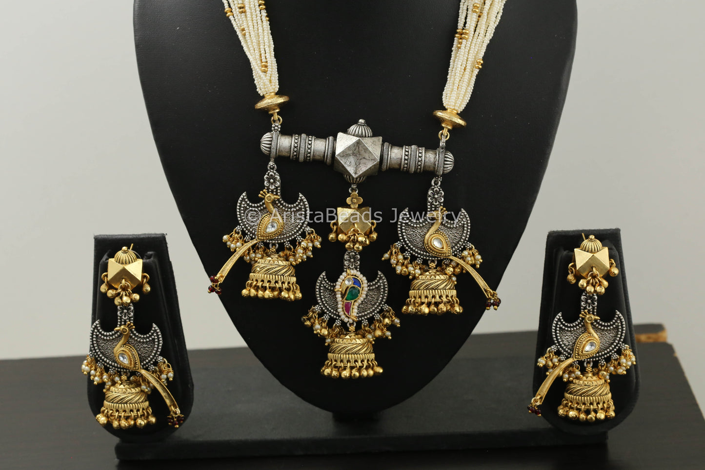 Real Silver LookAlike Kundan Necklace Set