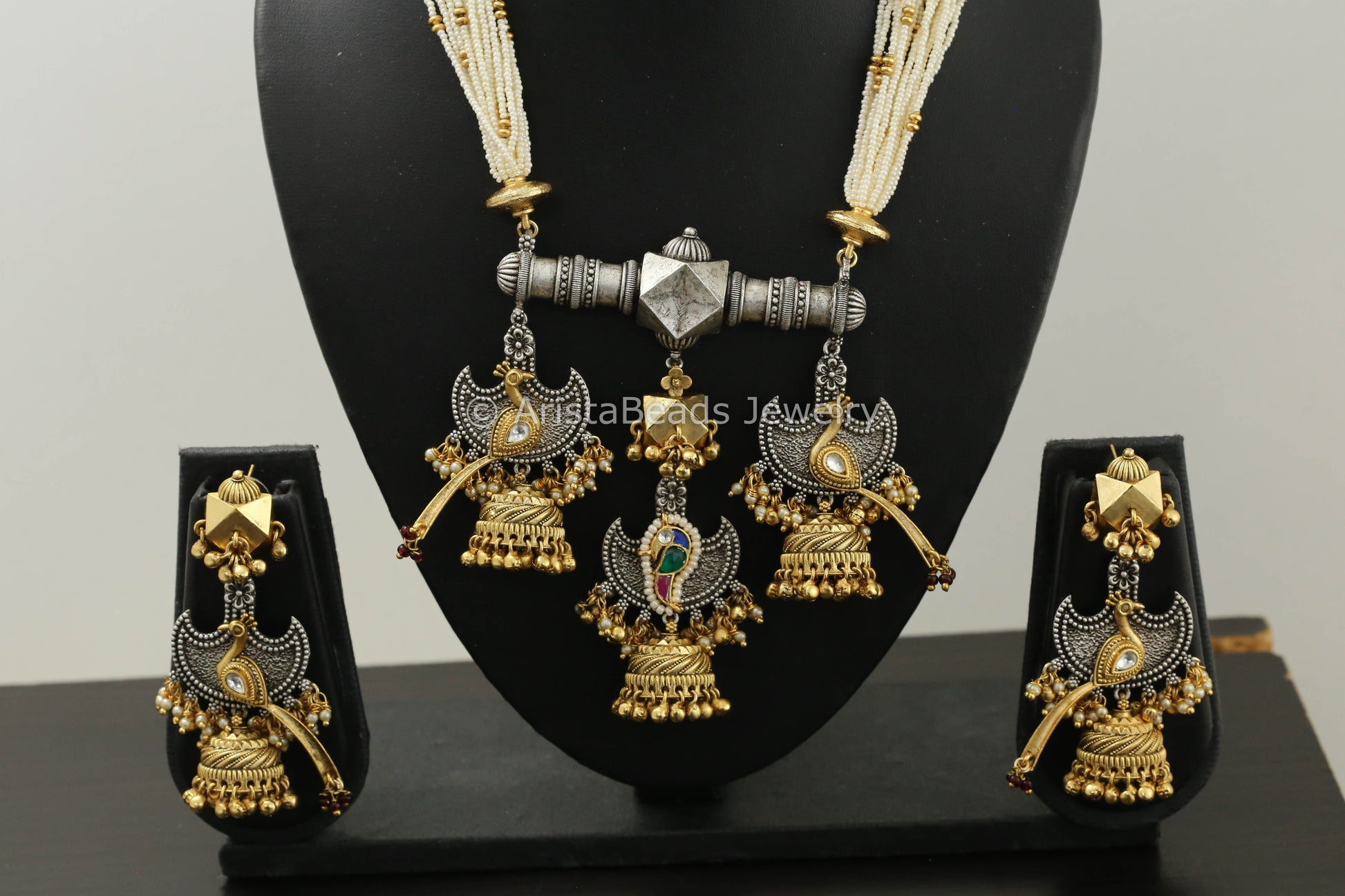 Real Silver LookAlike Kundan Necklace Set