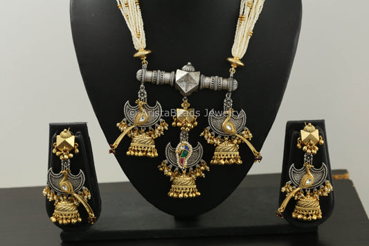 Real Silver LookAlike Kundan Necklace Set