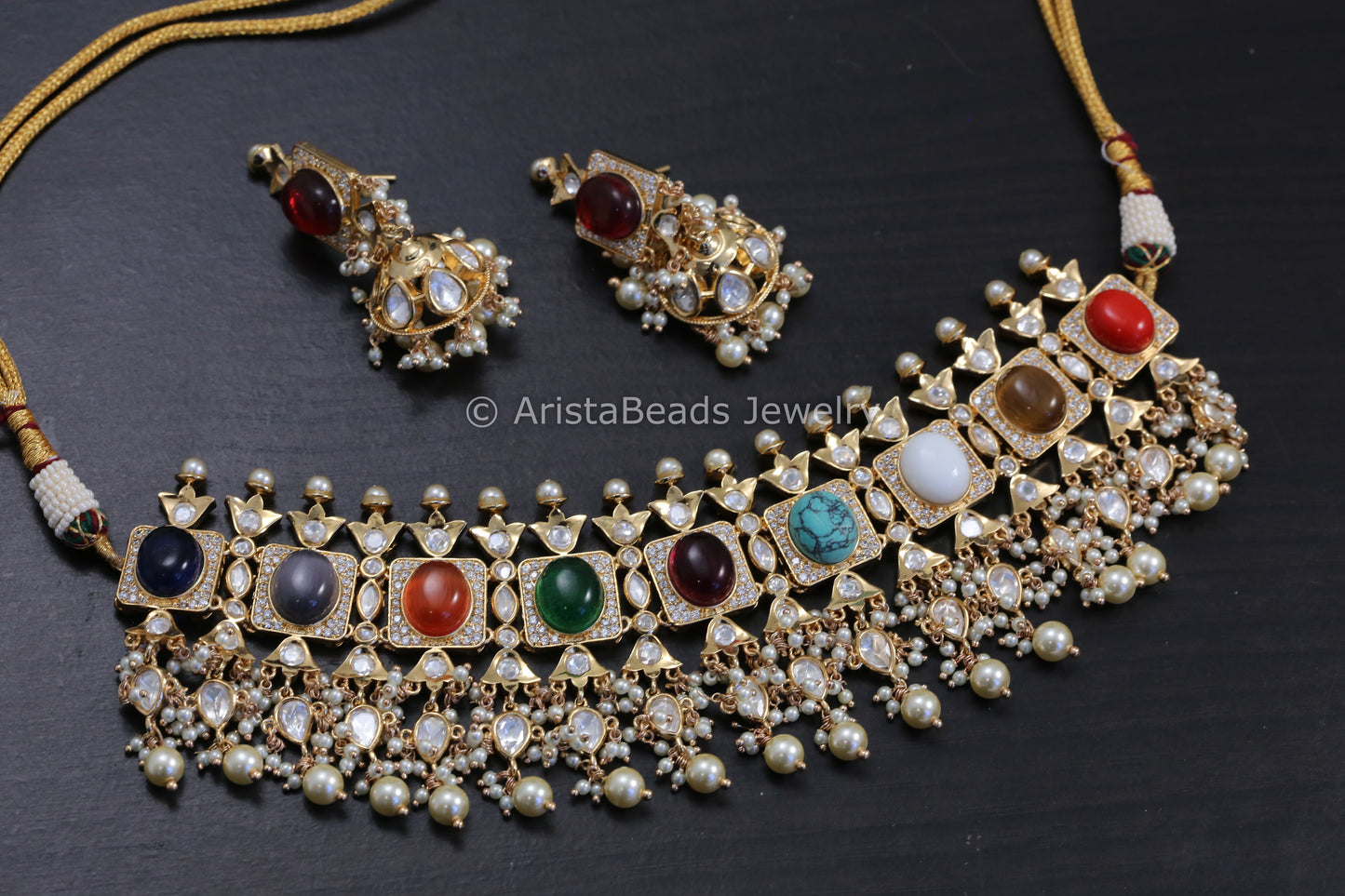 Navratan Kundan Polki Necklace Set