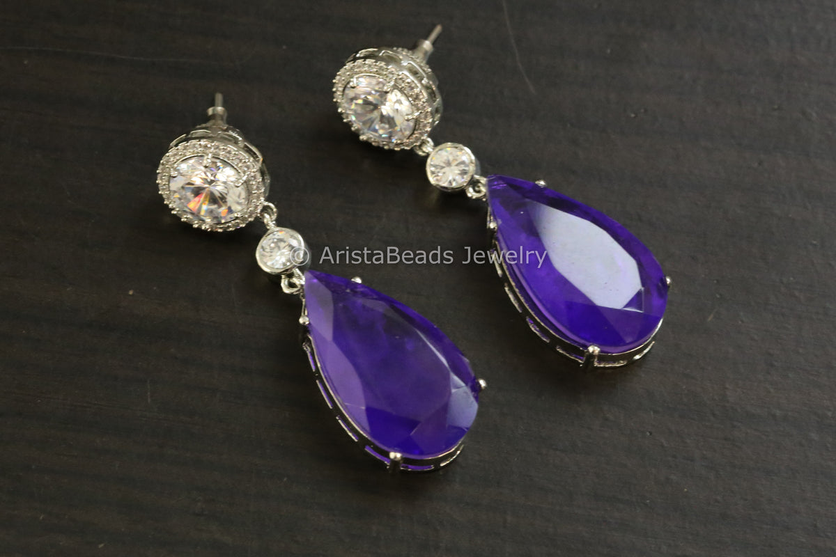 Purple Doublet & CZ Earrings