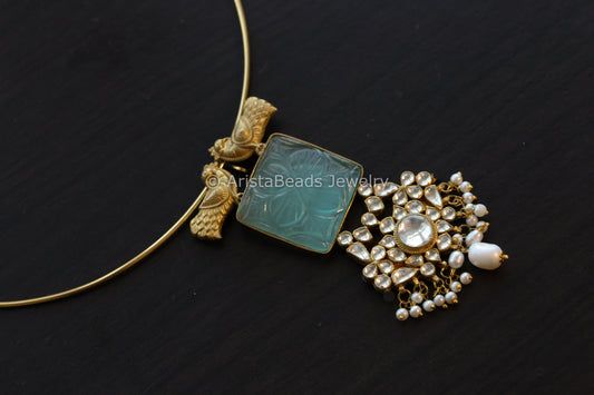 Semi Precious Stone Kundan Hasli Necklace