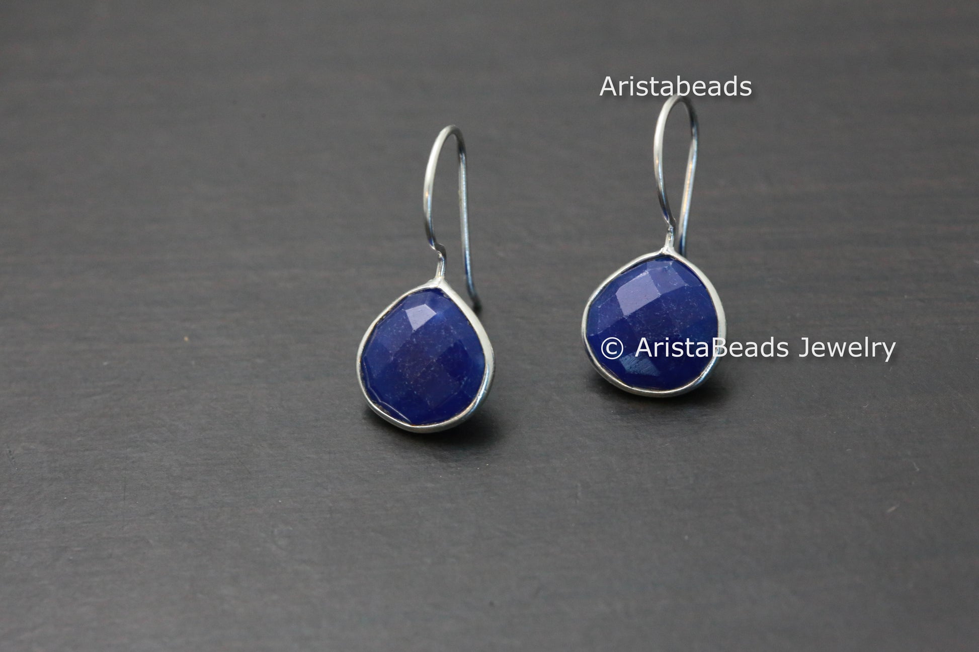 Natural Faceted Lapis Sterling Silver Earrings