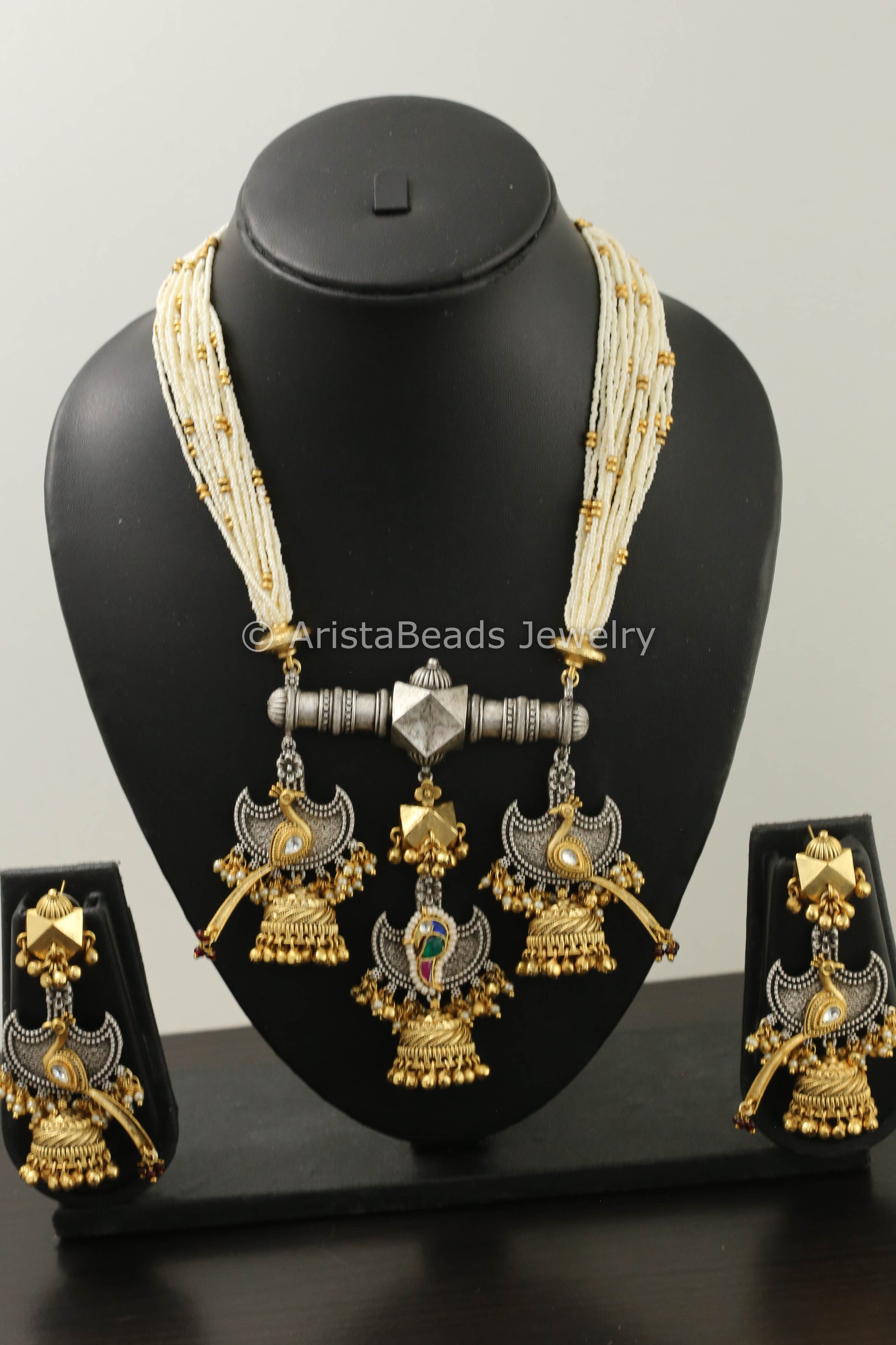 Real Silver LookAlike Kundan Necklace Set