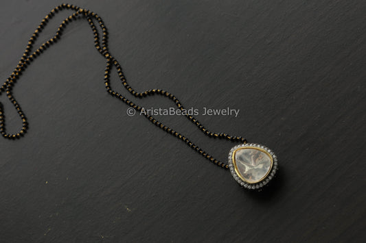 Dainty Victorian Polki & CZ Pendant Chain