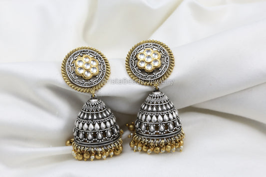 Dual Tone Fusion Jhumka - Clear