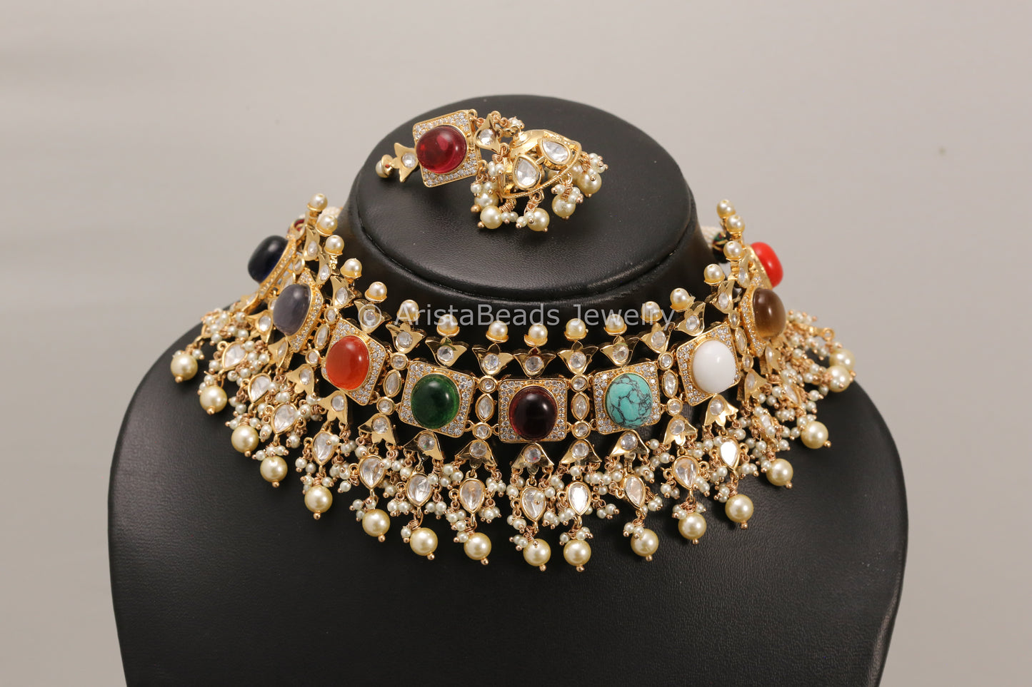 Navratan Kundan Polki Necklace Set