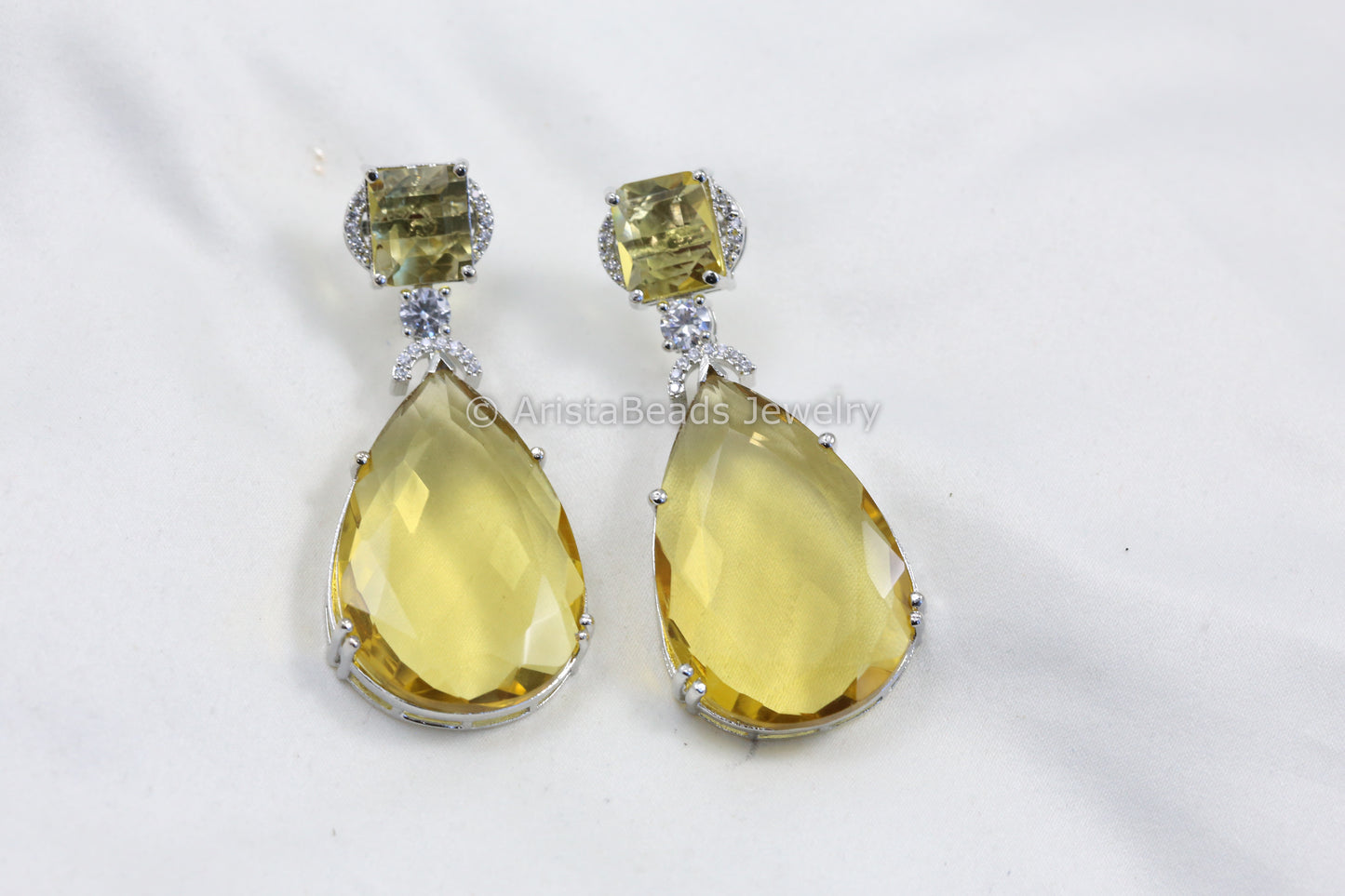 Yellow Sapphire Hydro & CZ Earrings