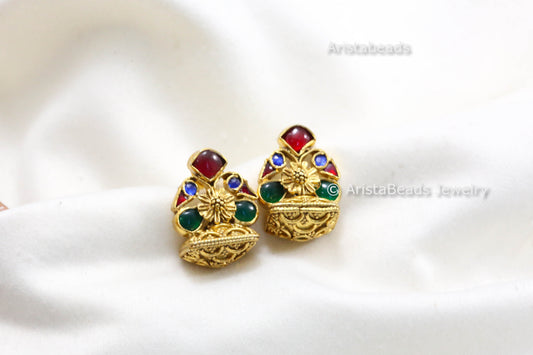 925 Sterling Silver Gold Plated Kundan Earrings