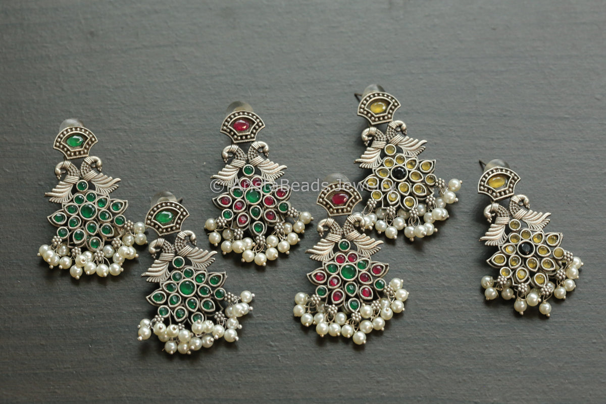 Oxidized CZ Stone Earrings