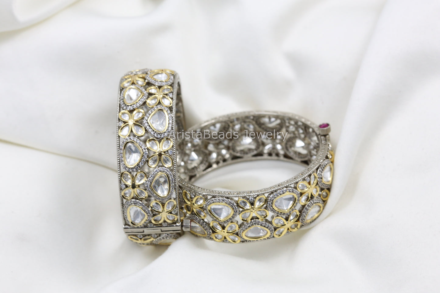Moissanite Look Uncut Kundan Polki Bangle Set