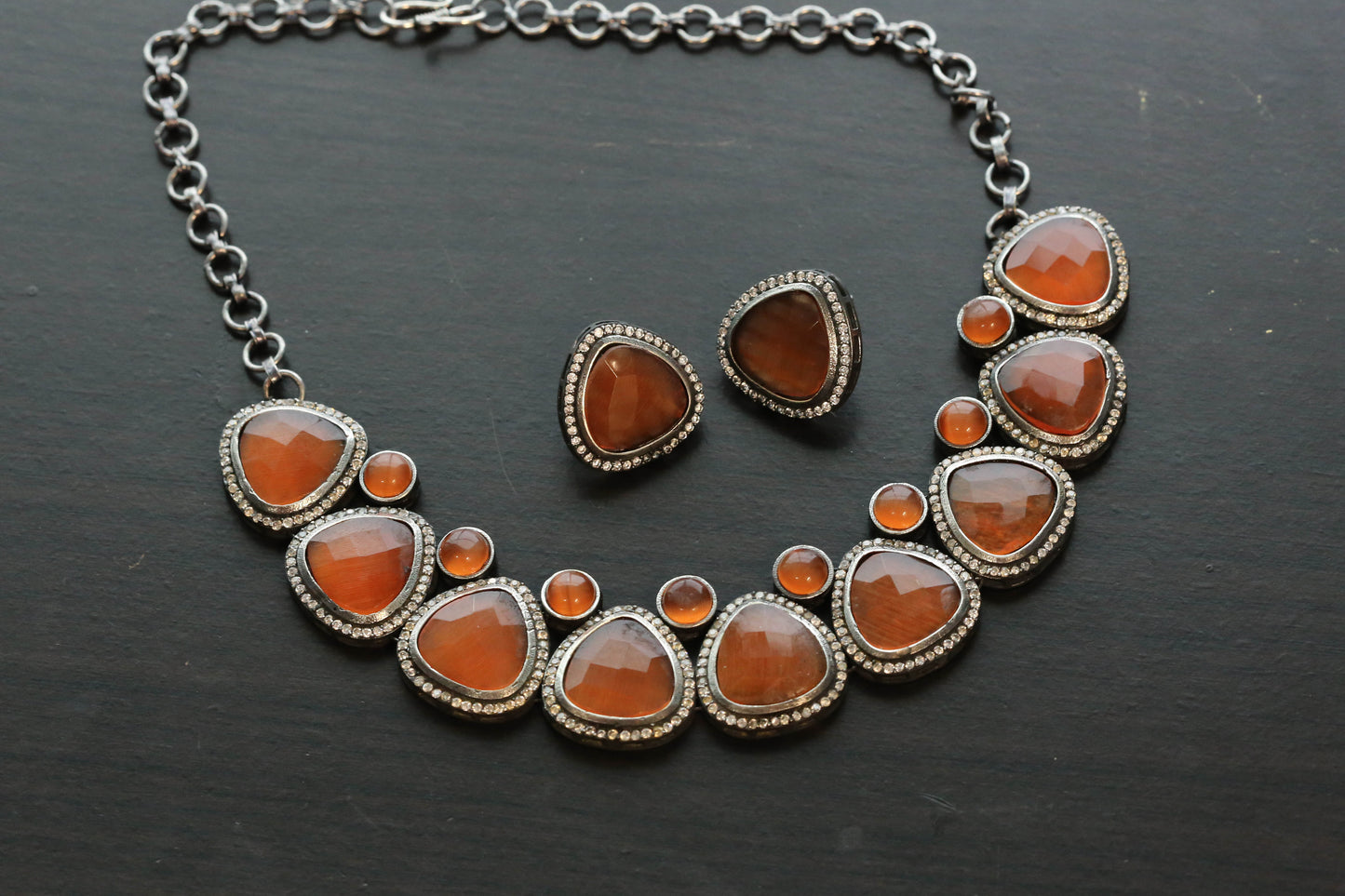 Orange Quartz Necklace Set