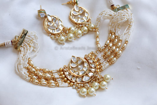 Uncut Kundan Choker Set - Pearl