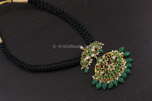 Removable Green Jadau Kundan Necklace