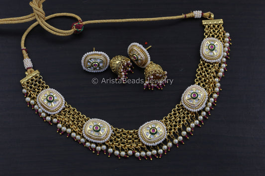 Antique Gold Kundan Necklace Set