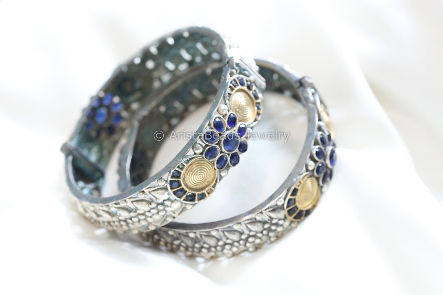 Silver Replica Bangle (Openable) - Blue