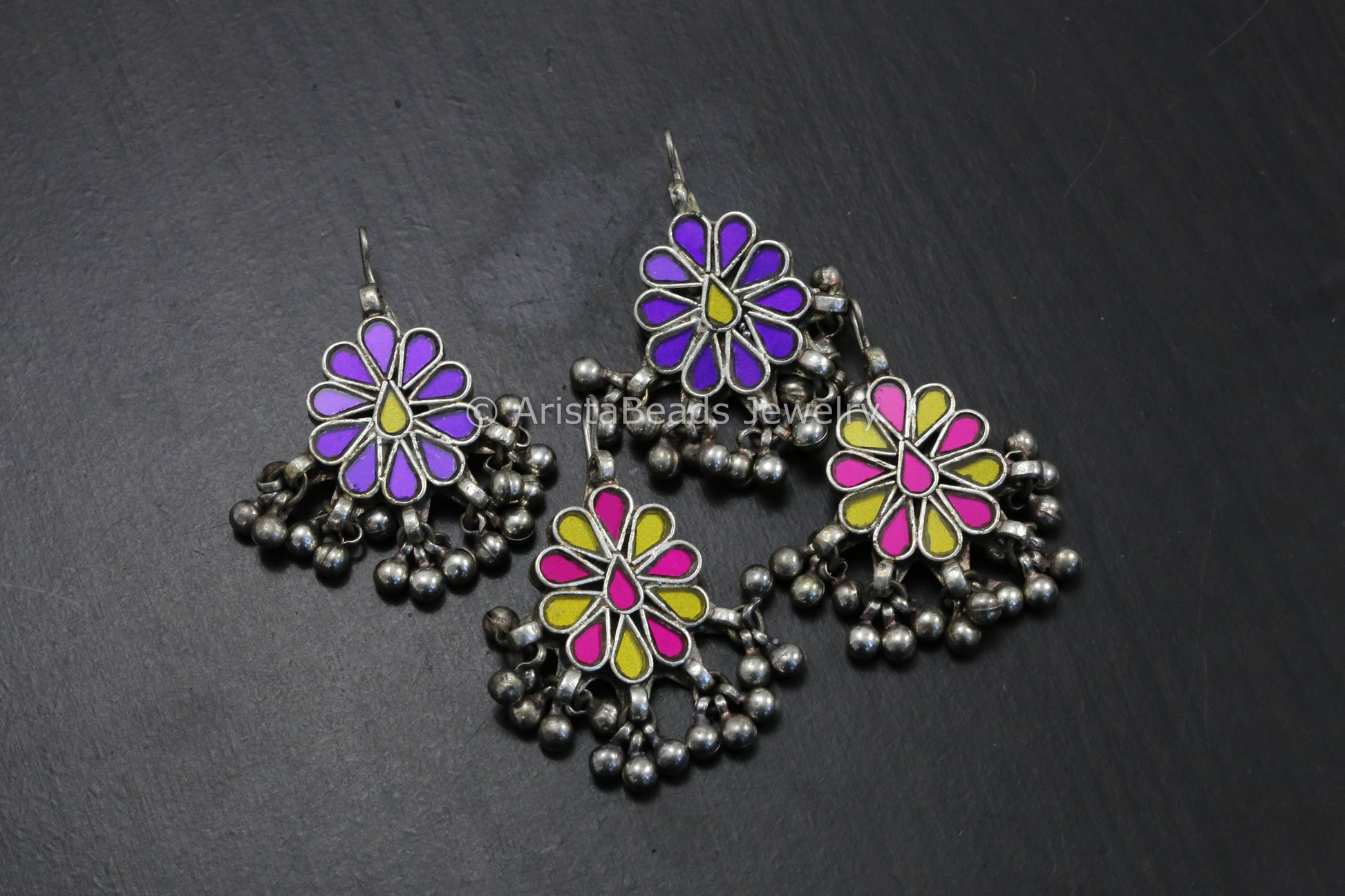 Real Glass Silver Look Alike Earrings