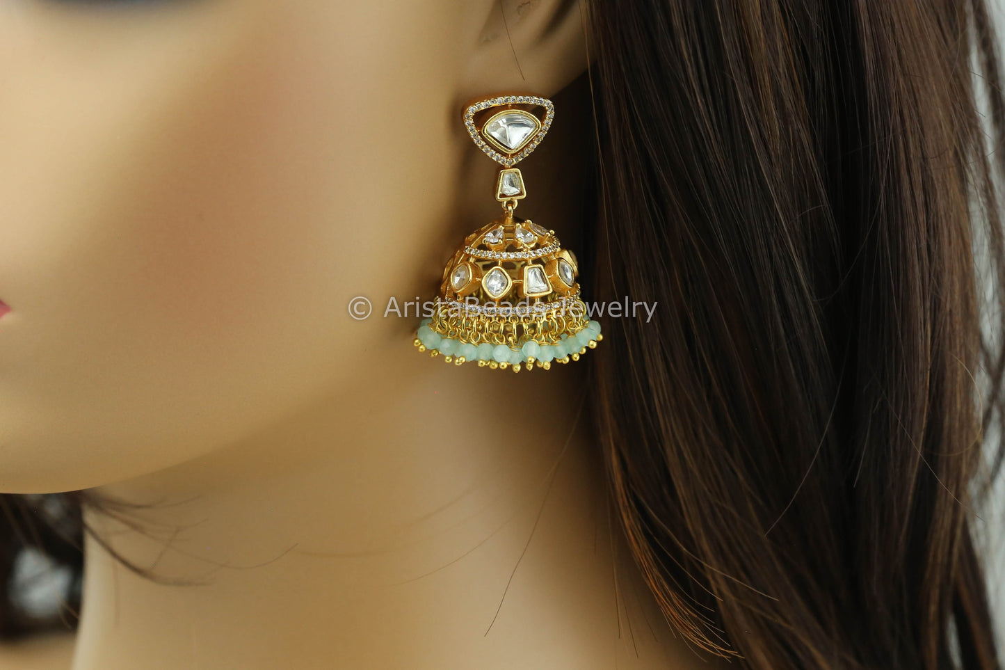 Moissanite Look Polki Jhumka