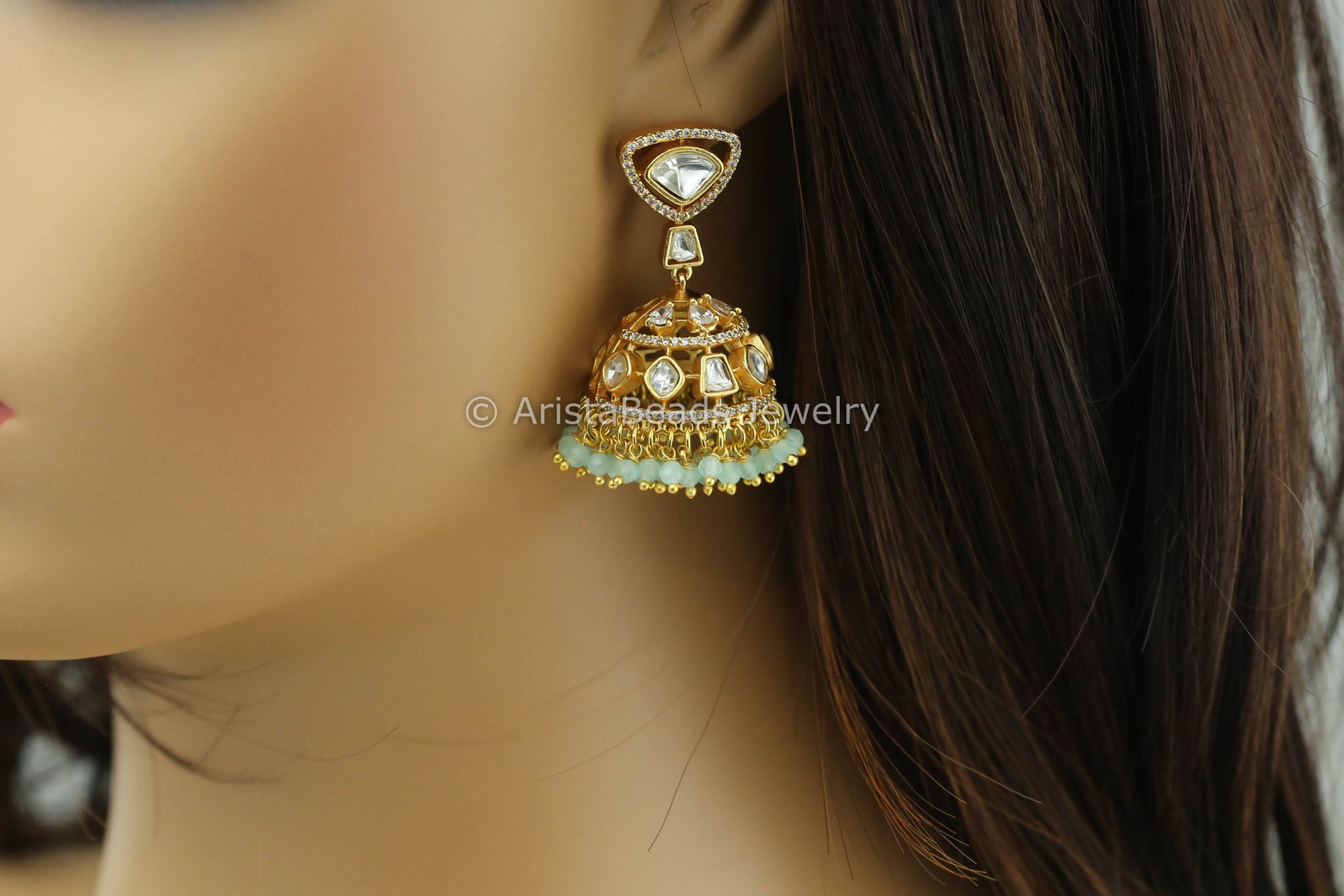 Moissanite Look Polki Jhumka