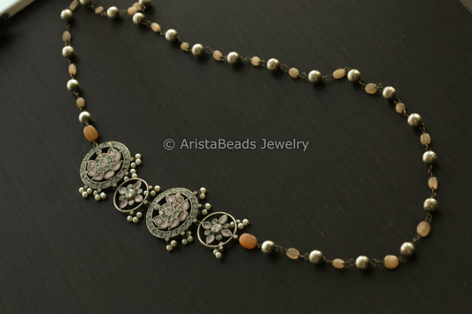Beaded Side Pendant Mala - Orange