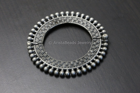 Real Silver Look Oxidized Pacheli Bangle (Openable)