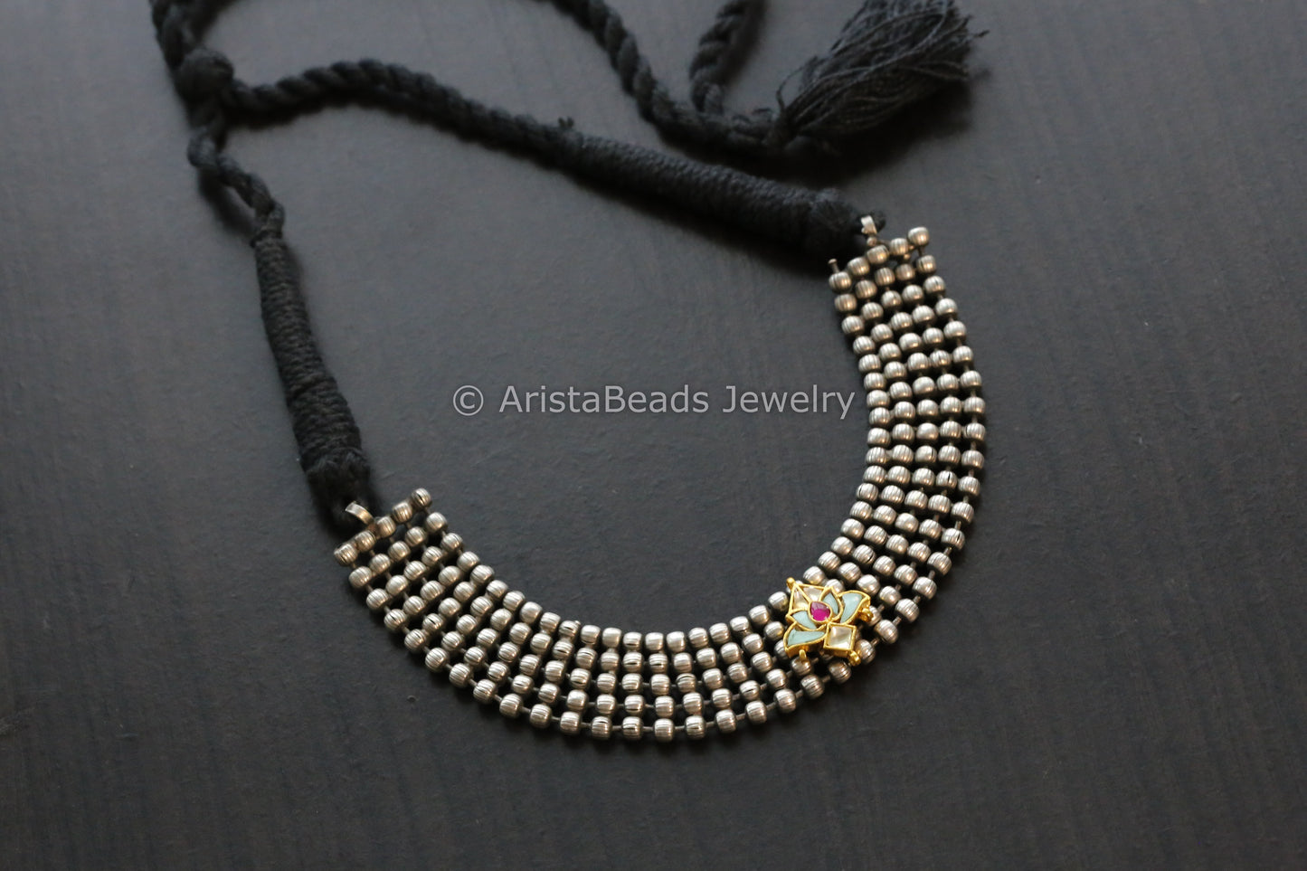 Oxidized Necklace Mint Pachi Motif