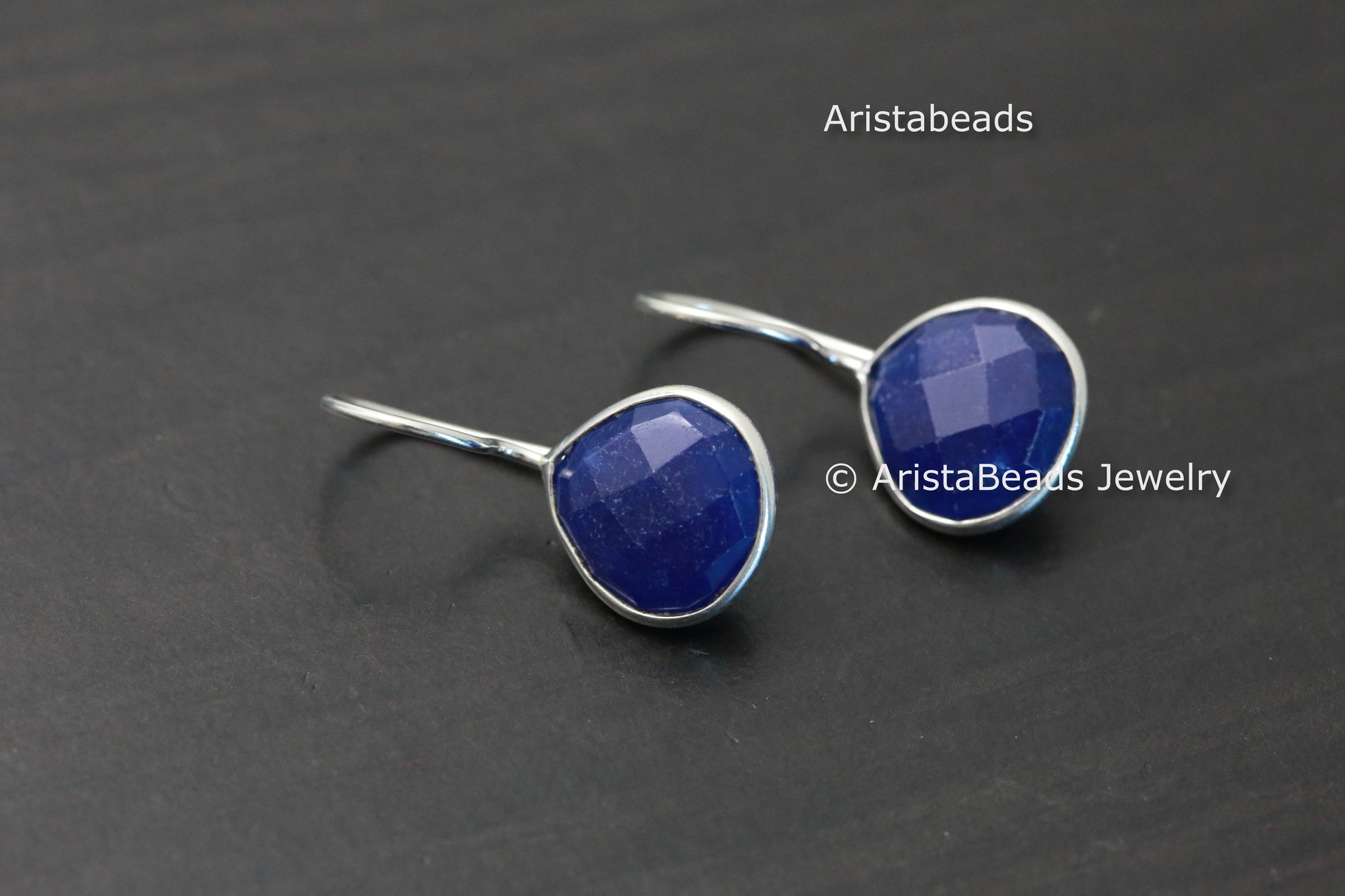 Natural Faceted Lapis Sterling Silver Earrings