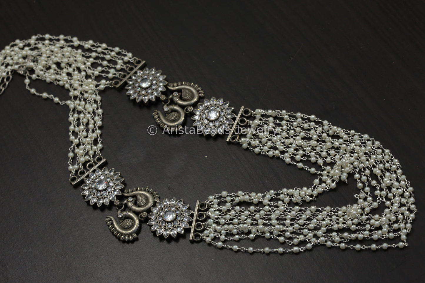Multistrand Pearl Mala Necklace - Clear