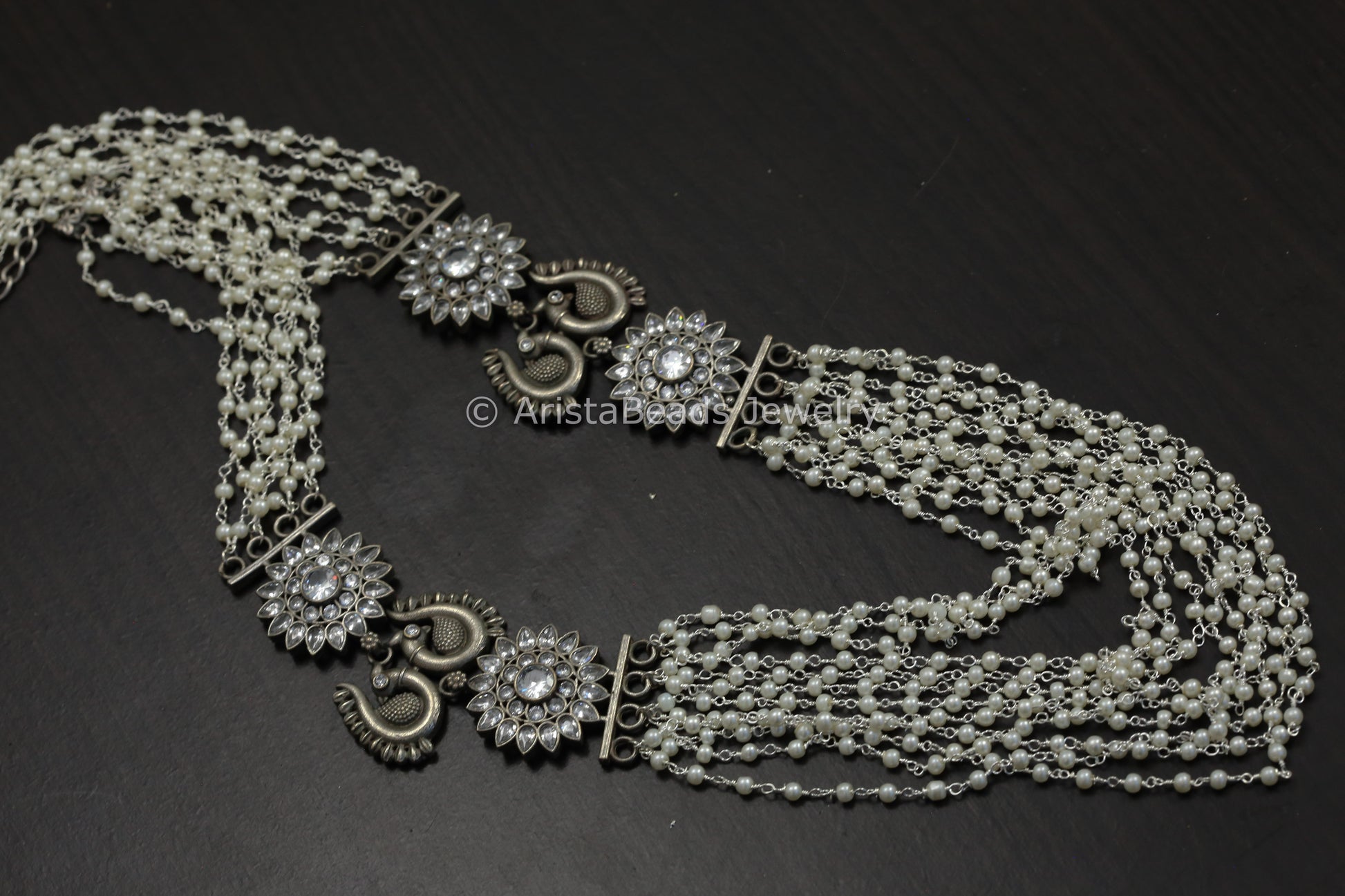 Multistrand Pearl Mala Necklace - Clear