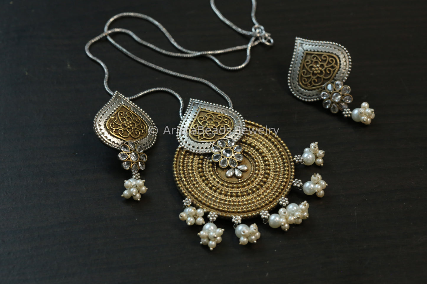Dual Tone Necklace Set - Clear
