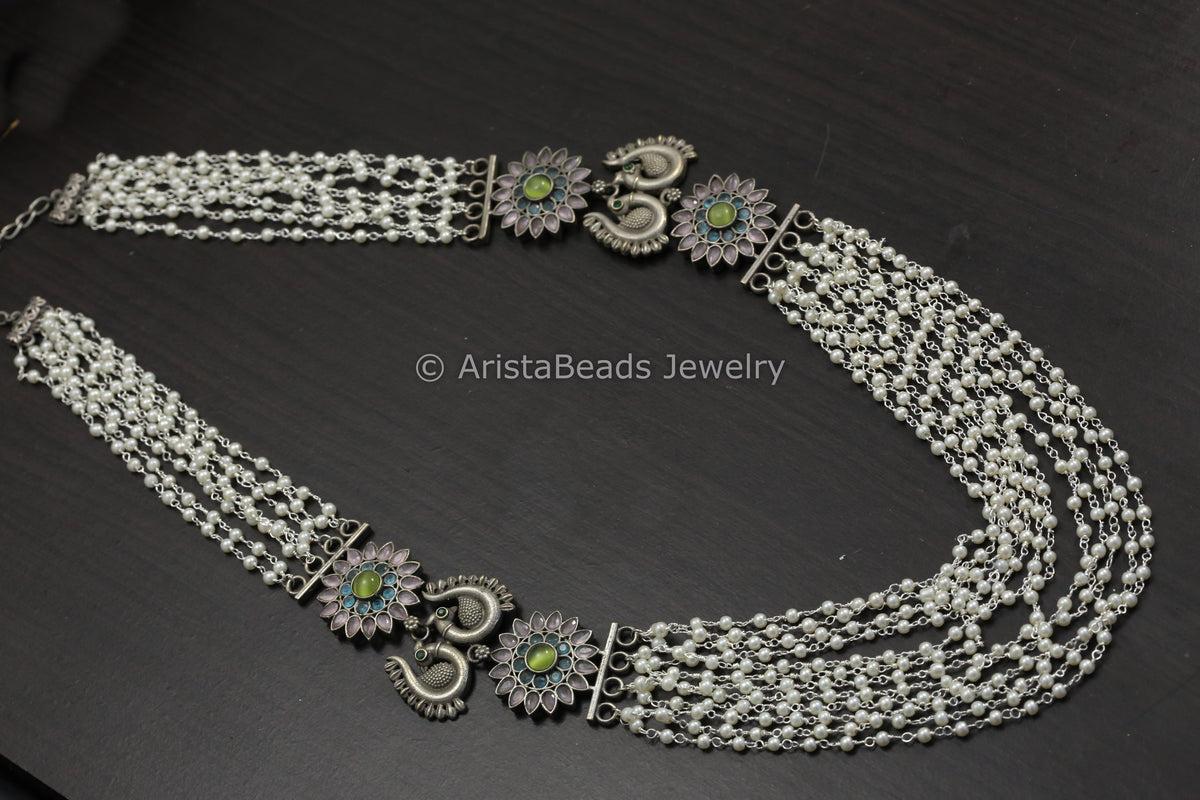 Multistrand Pearl Mala Necklace - Blush Pink