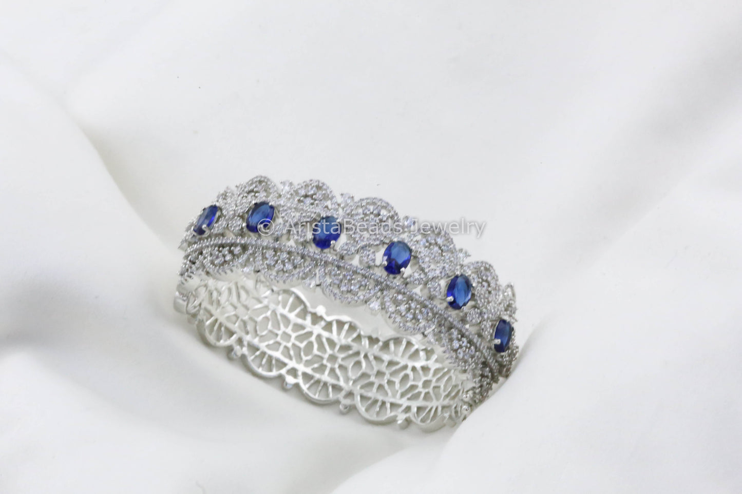 Nirali Blue CZ Bracelet Bangle (Openable)