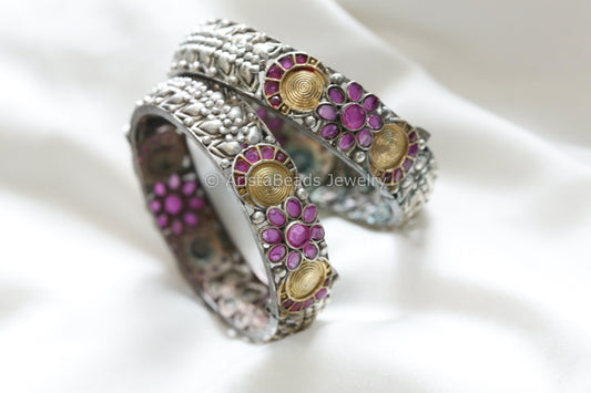 Silver Replica Bangle (Openable) - Ruby