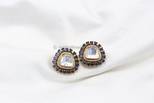 Blue Uncut Kundan Studs