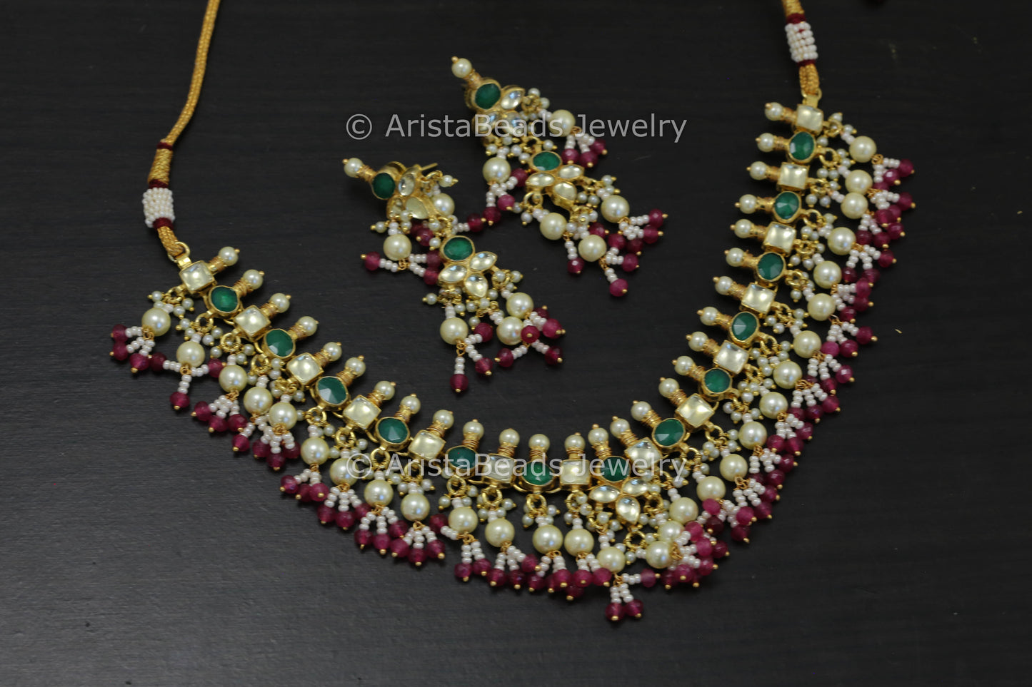 Dainty Pachi Kundan Necklace Set