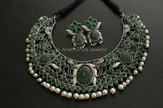 Large Hasli Necklace Set- Green