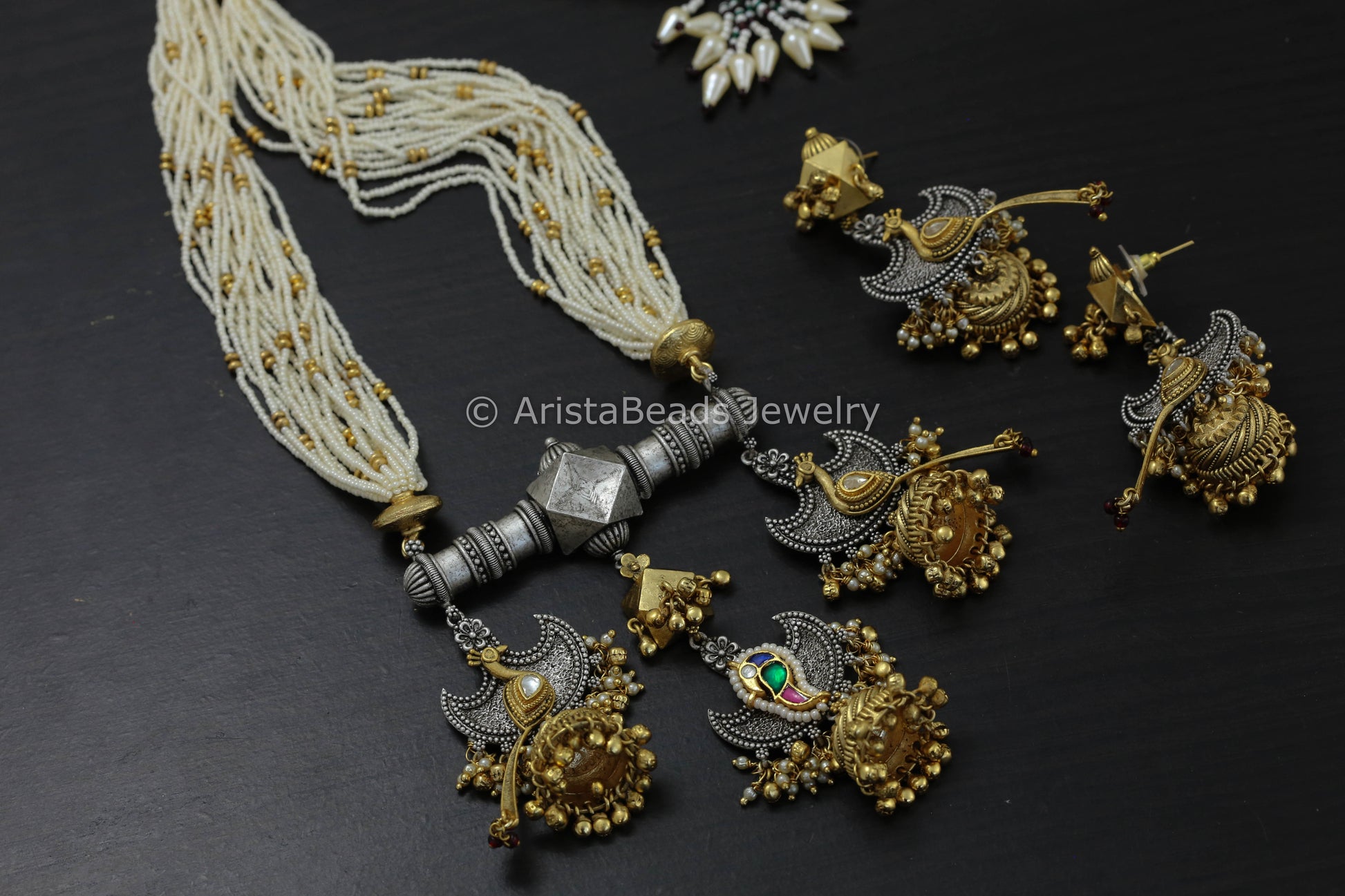 Real Silver LookAlike Kundan Necklace Set