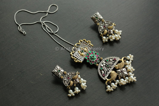 Dual Tone Fish Necklace - Multi