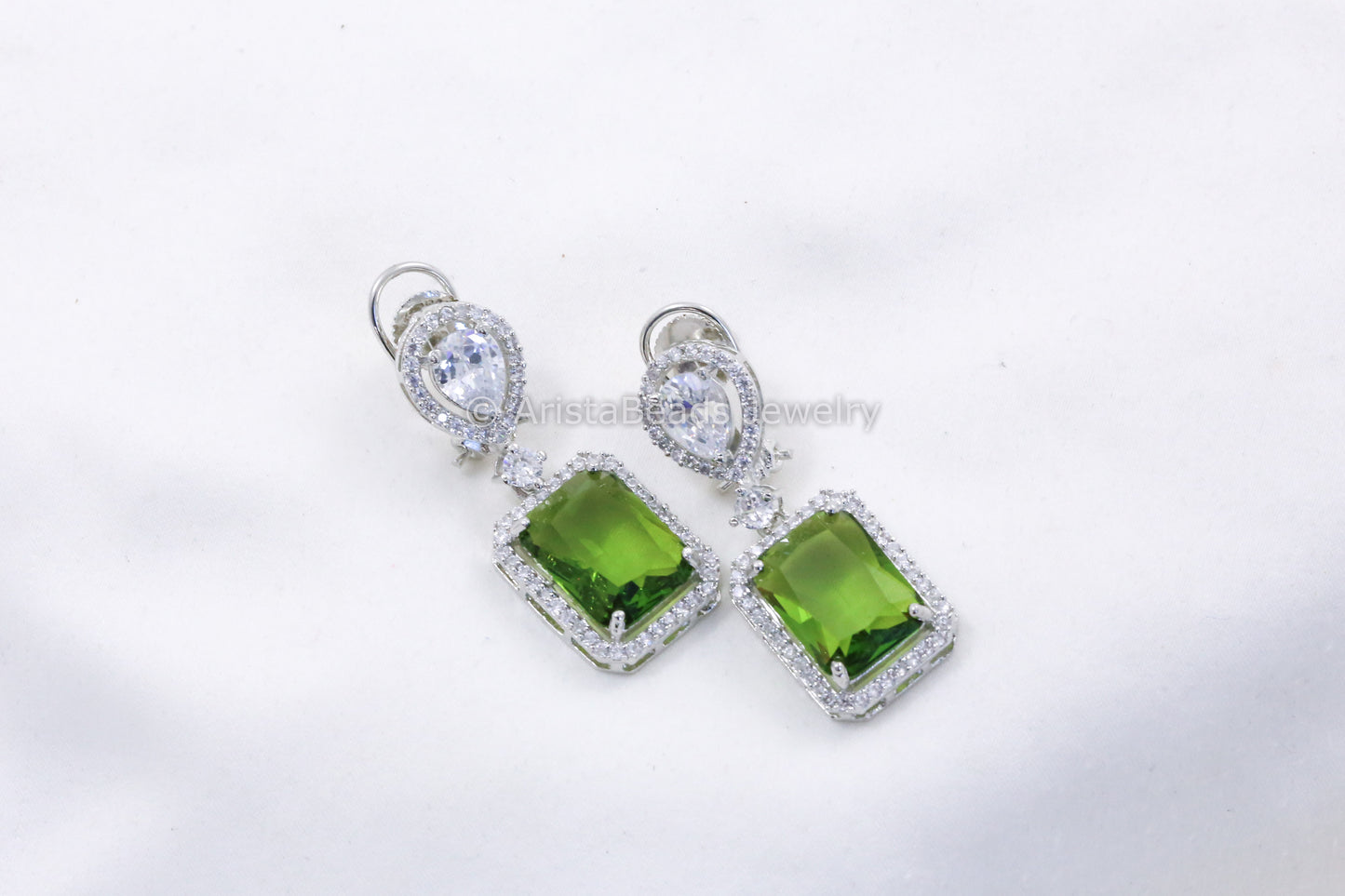 Premium Olive Green Hydro & CZ Earring