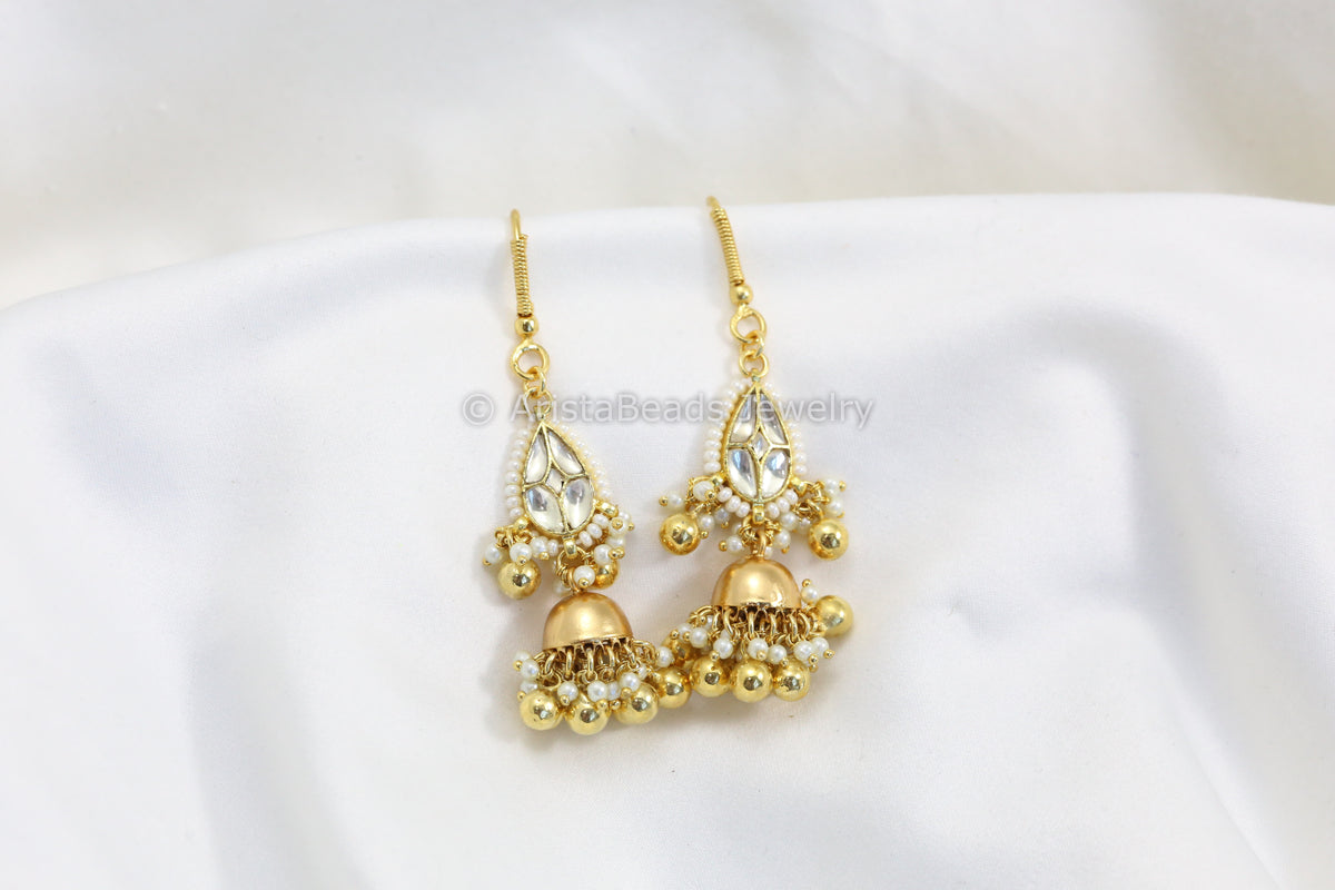 Pachi Kundan Hook Jhumka