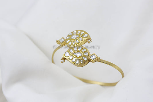 Adjustable Jadau Kundan Paisley Bracelet - Clear