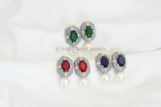 Enamel & CZ Studs