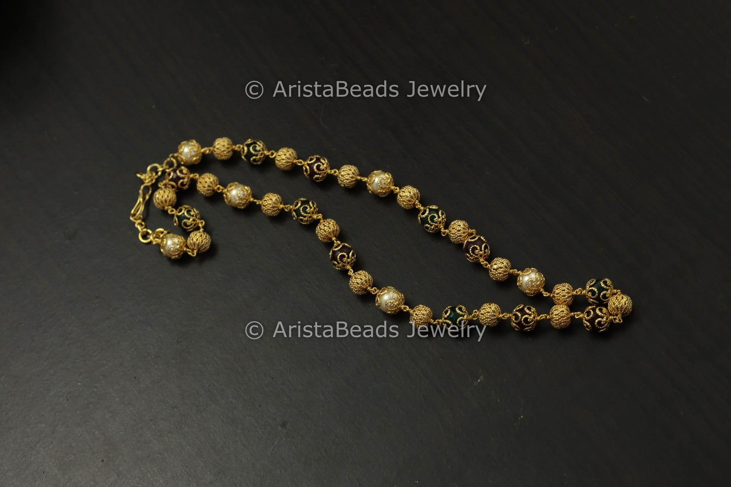 Single Strand Pearls & Agate Beaded Mala