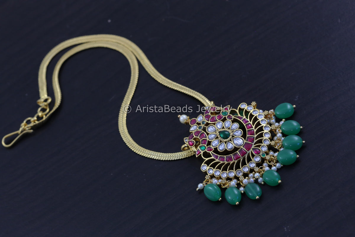 Multicolor Jadau Kundan Pendant Chain