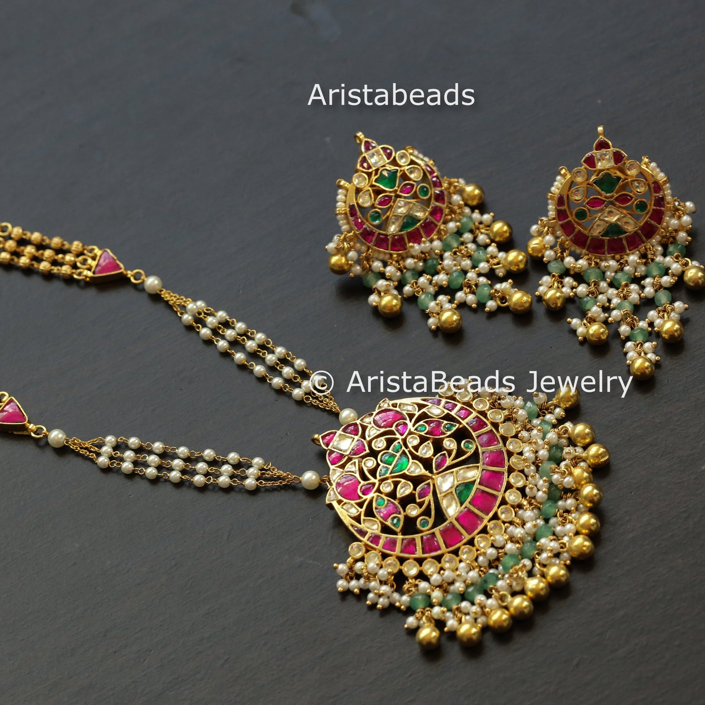 One Of A Kind Pachi Kundan Necklace Set